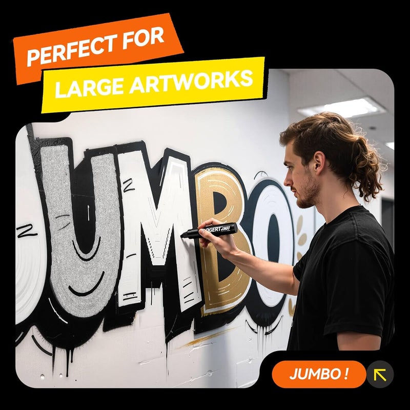 Coogert 3Pcs Black Jumbo Poster Markers, 15MM Thick Permanent Acrylic Graffiti Markers, Wide Tip Paint Marker for Canvas, Posters Board, Fabric, Window, Glass, Wood, Teachers,Banner painting supplie - Image 4